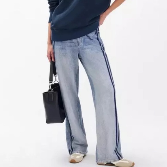 rag & bone Denim - Rag & Bone Miramar Wide Leg Track Jeans Striped Sz XS